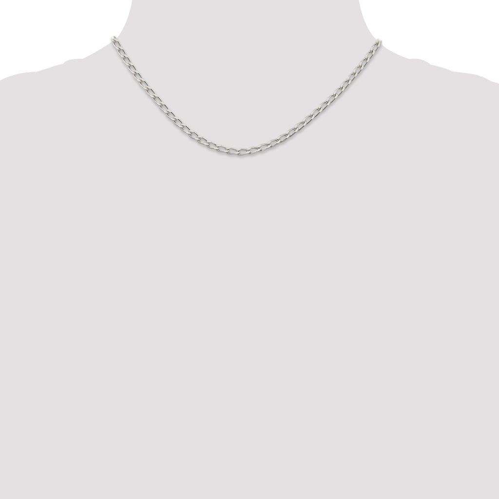 Sterling Silver 3.2mm Open Elongated Link Chain Anklet