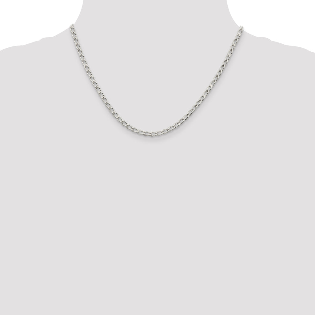 Sterling Silver 3.2mm Open Elongated Link Chain Anklet