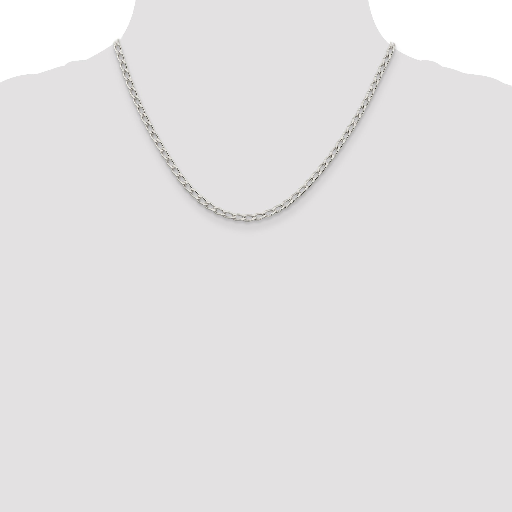 Sterling Silver 3.2mm Open Elongated Link Chain Anklet