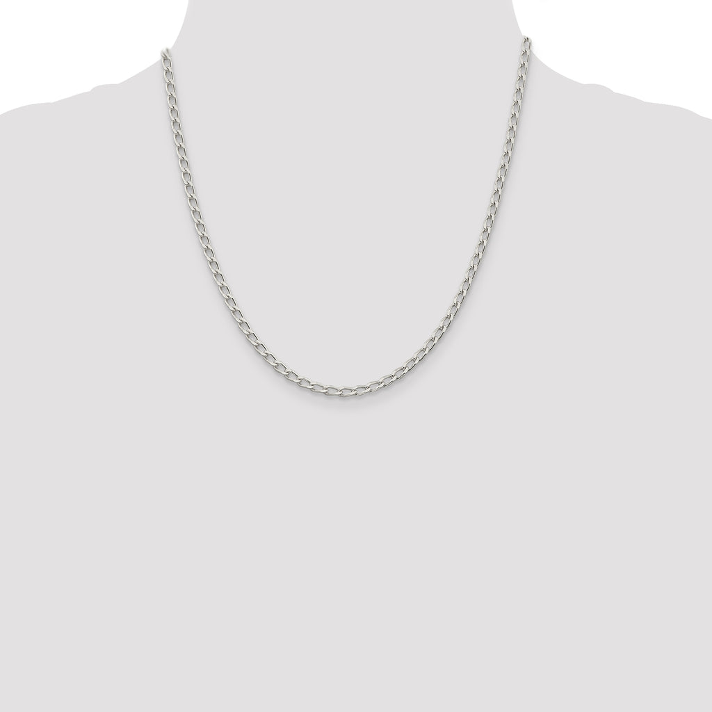 Sterling Silver Open Link Chain Necklace 3.2mm