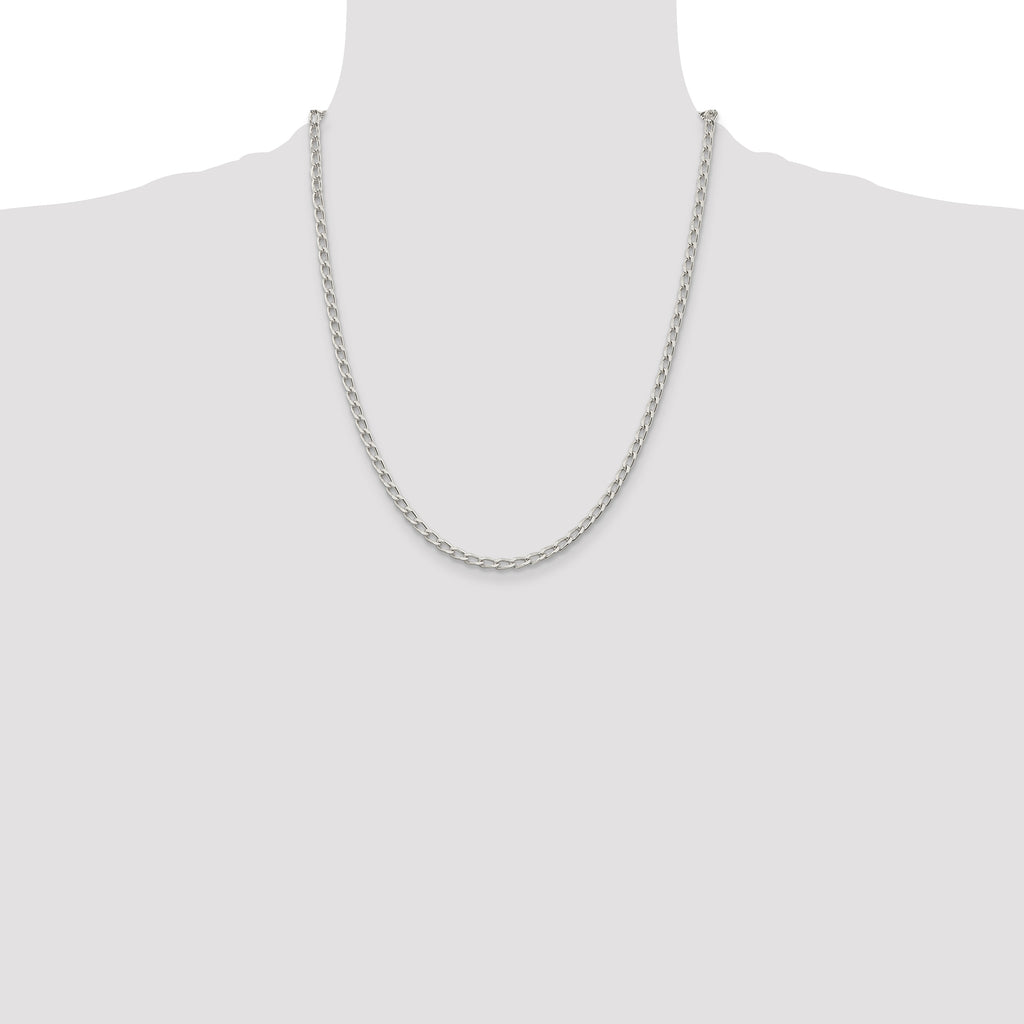 Sterling Silver 3.2mm Open Elongated Link Chain Anklet