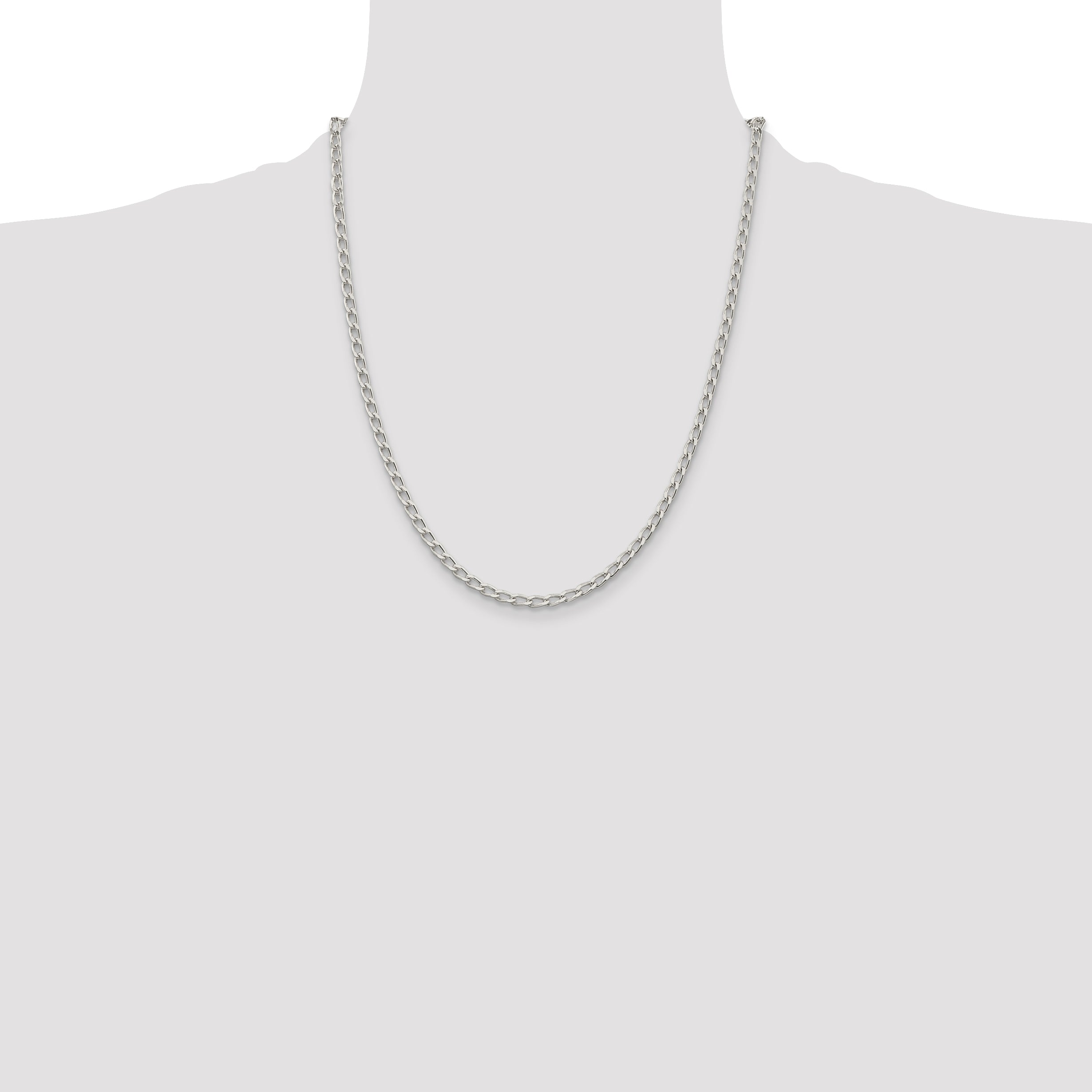 Sterling Silver 3.2mm Open Elongated Link Chain Anklet