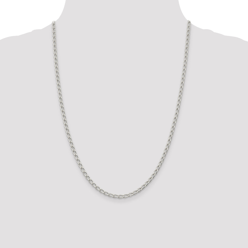 Sterling Silver 3.2mm Open Elongated Link Chain Anklet