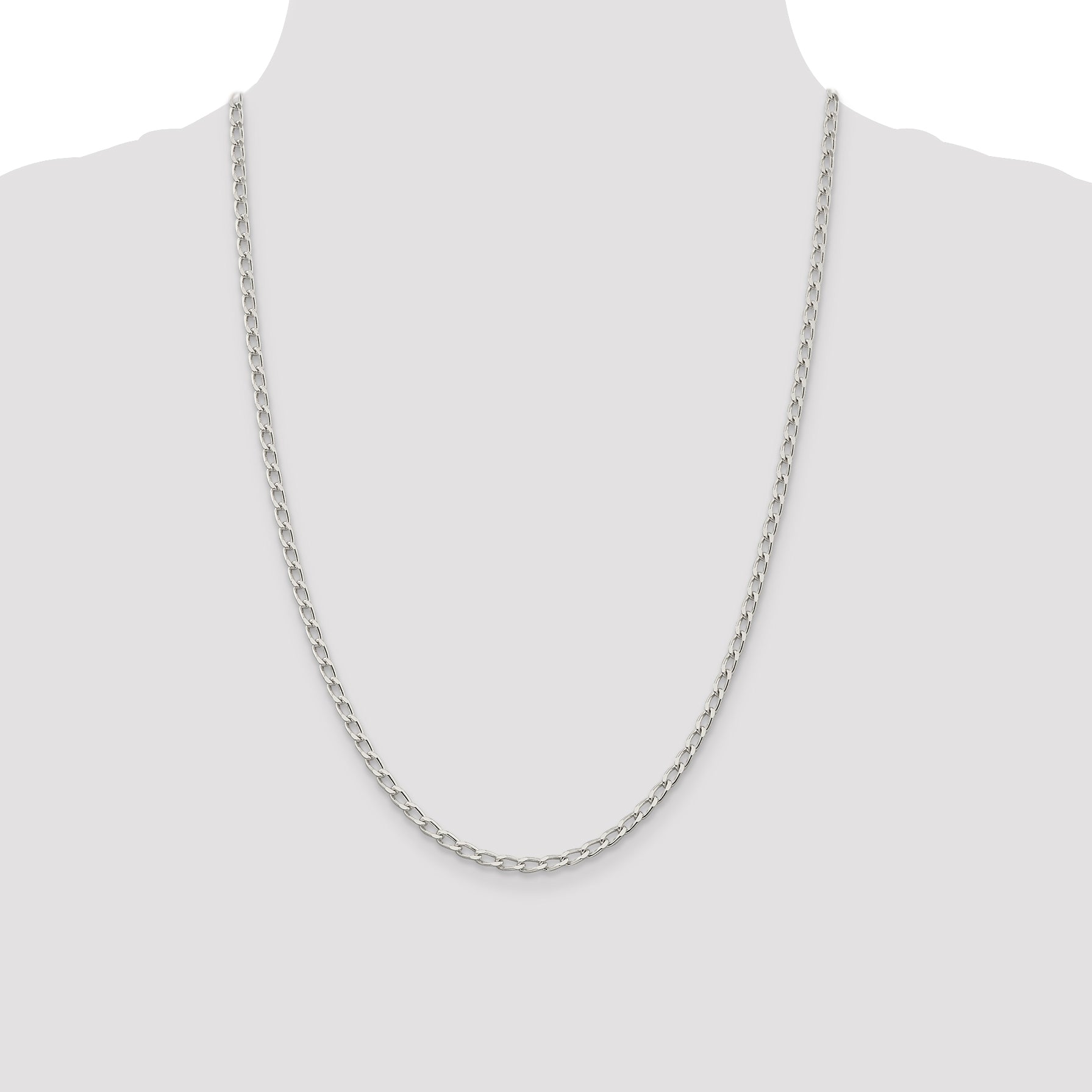 Sterling Silver 3.2mm Open Elongated Link Chain Anklet