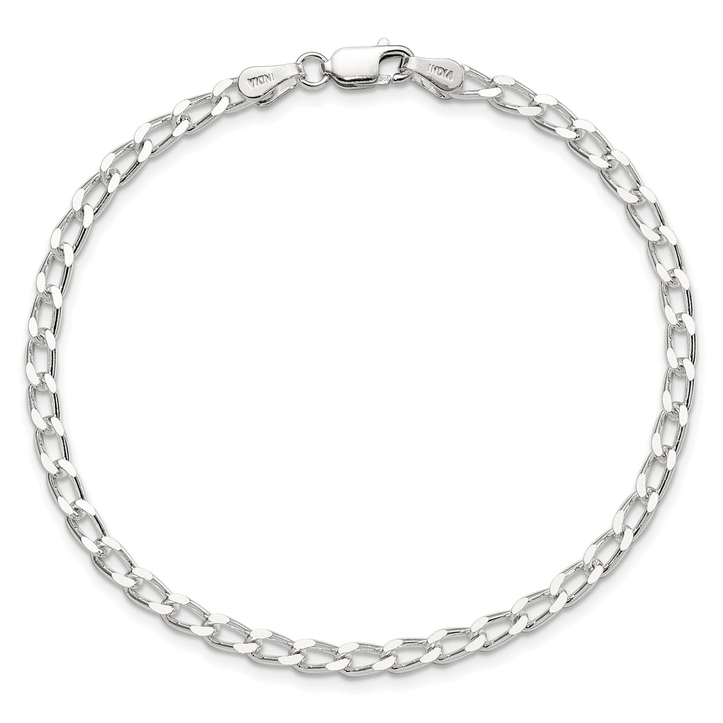 Sterling Silver 3.2mm Open Elongated Link Chain Anklet