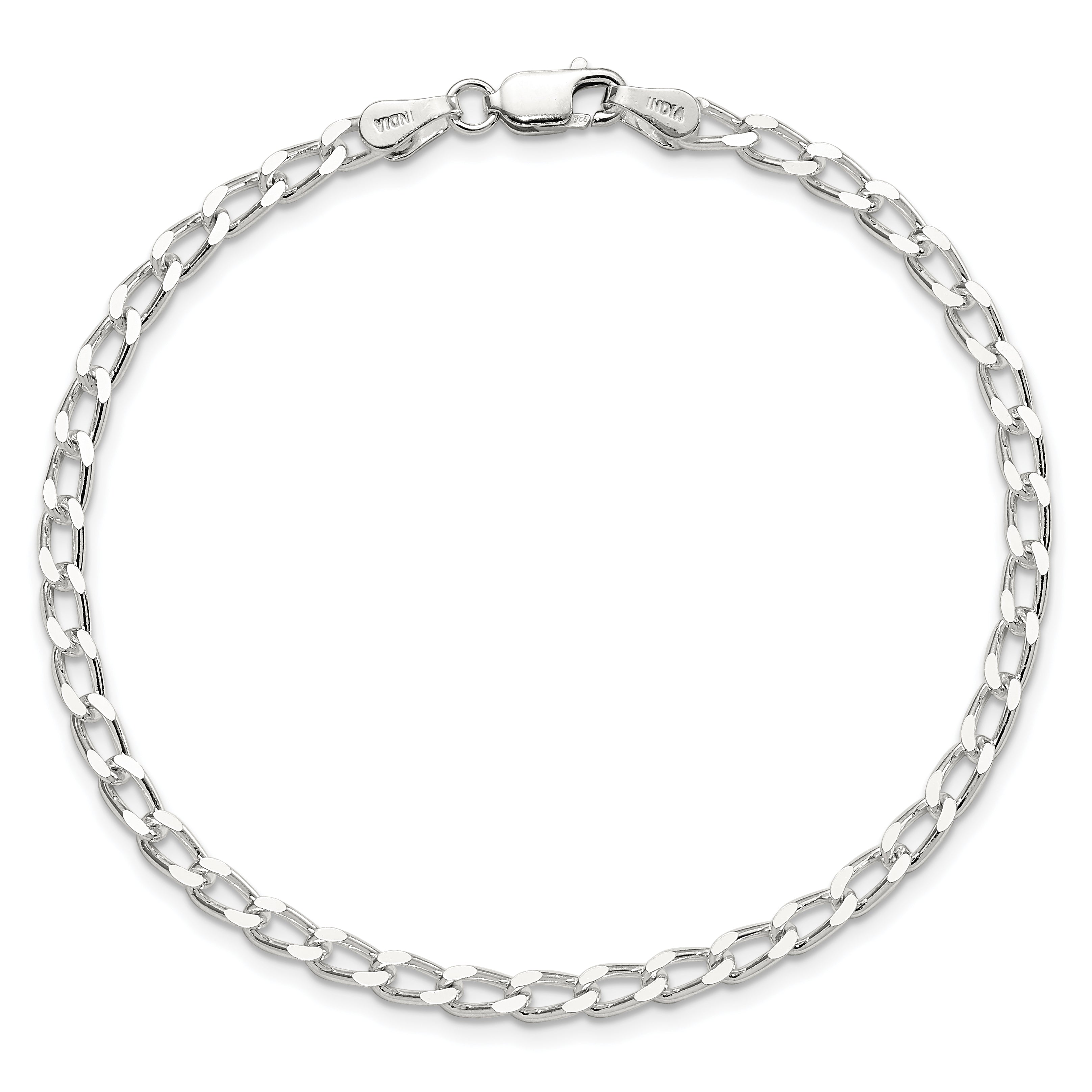 Sterling Silver 3.2mm Open Elongated Link Chain Anklet
