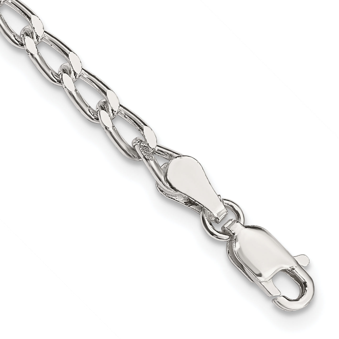 Sterling Silver 3.2mm Open Elongated Link Chain Anklet Main image