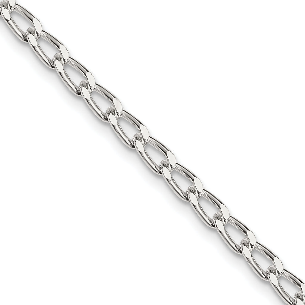 Sterling Silver 3.2mm Open Elongated Link Chain Anklet