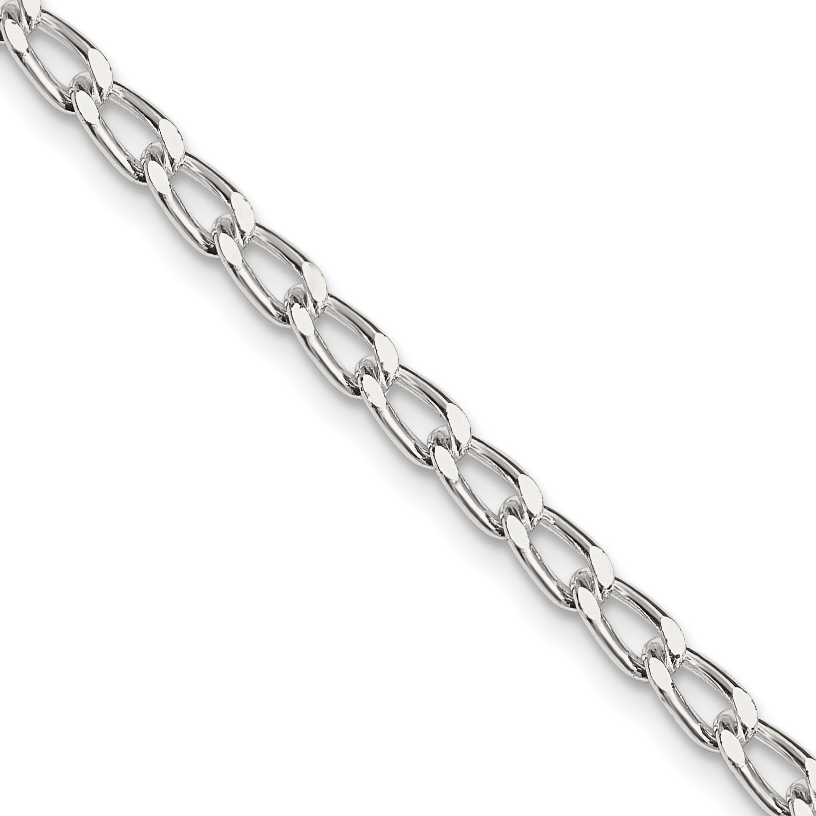 Sterling Silver Open Link Chain Necklace 3.2mm