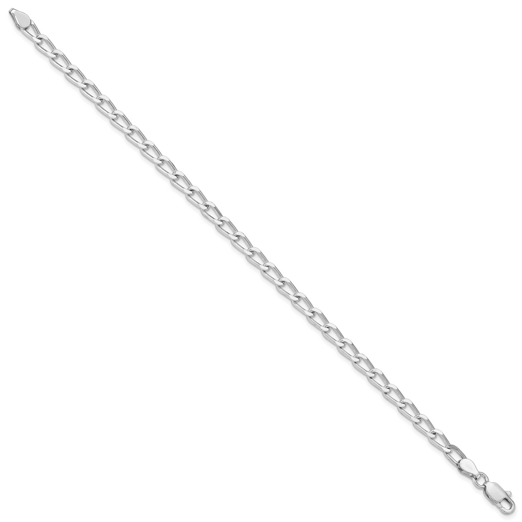 Amore La Vita Sterling Silver Rhodium-plated Polished 4.3mm Open Link with Lobster Clasp Charm Bracelet