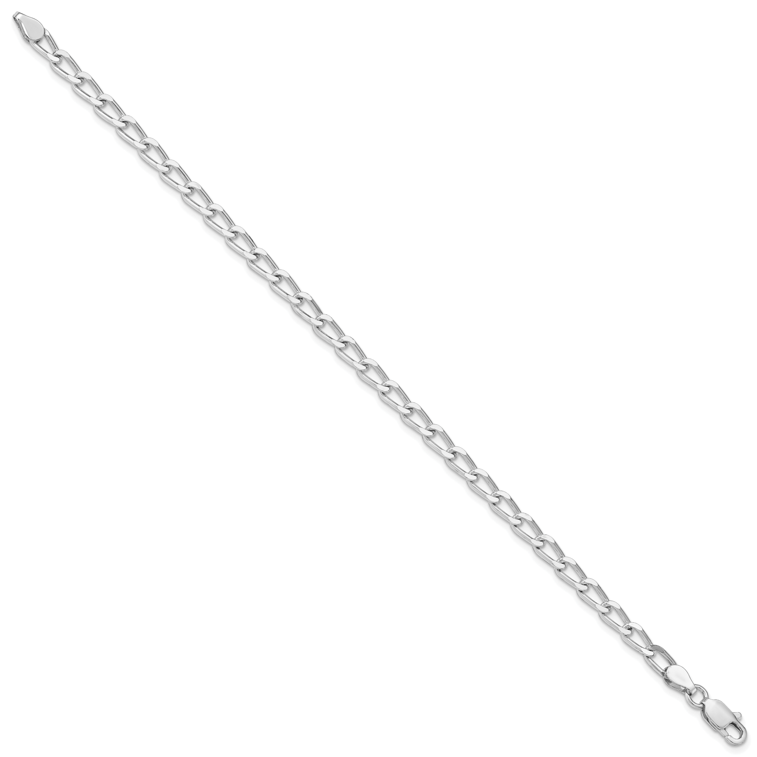 Amore La Vita Sterling Silver Rhodium-plated Polished 4.3mm Open Link with Lobster Clasp Charm Bracelet