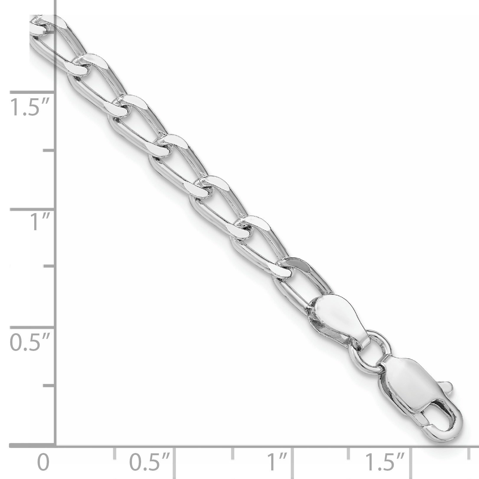 Amore La Vita Sterling Silver Rhodium-Plated Polished 4.3mm Open Link with Lobster Clasp Charm Bracelet Secondary image