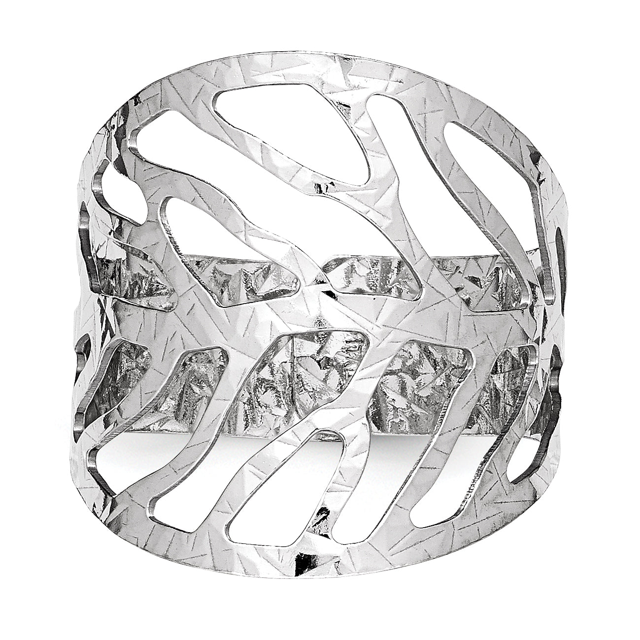 Sterling Silver Rhodium-Plated Adjustable Ring