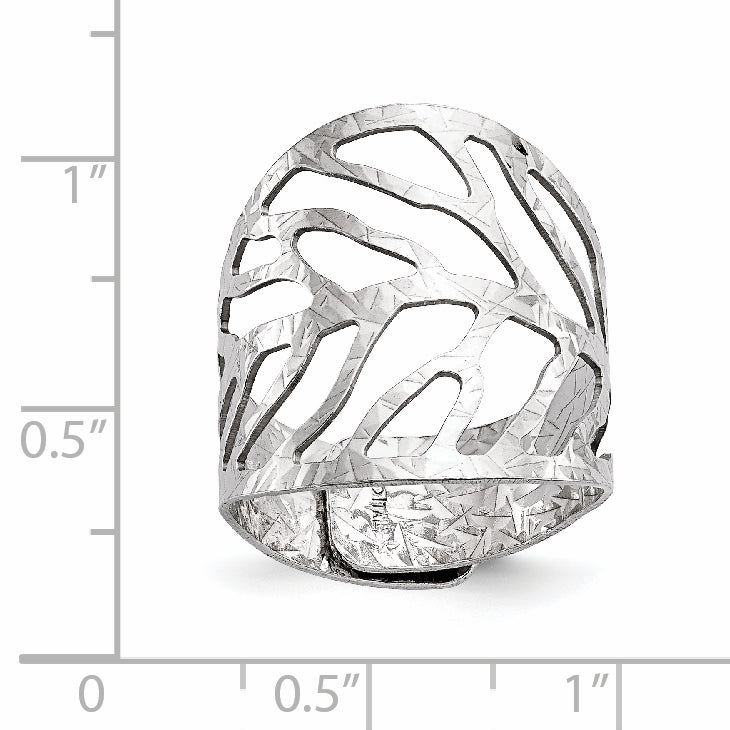 Sterling Silver Rhodium-Plated Adjustable Ring