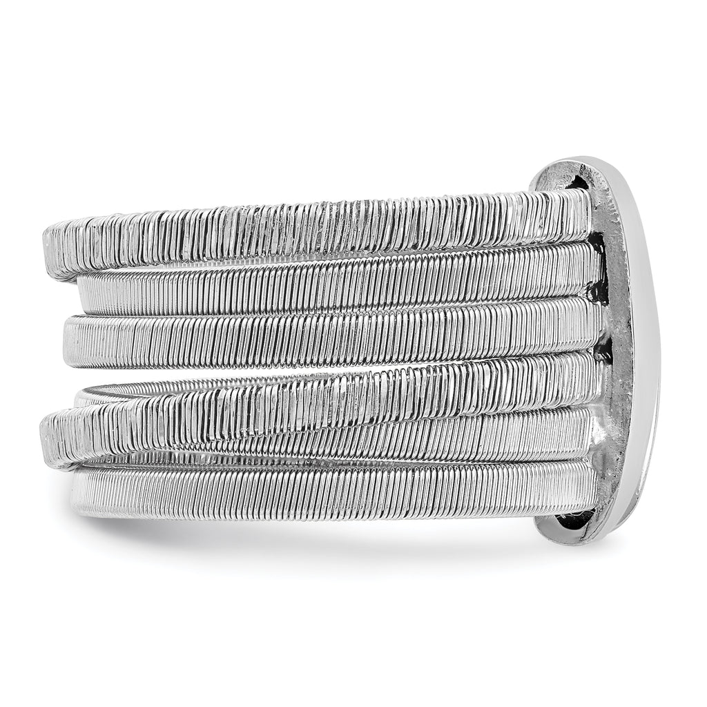 Sterling Silver Rhodium-plated Adjustable Ring