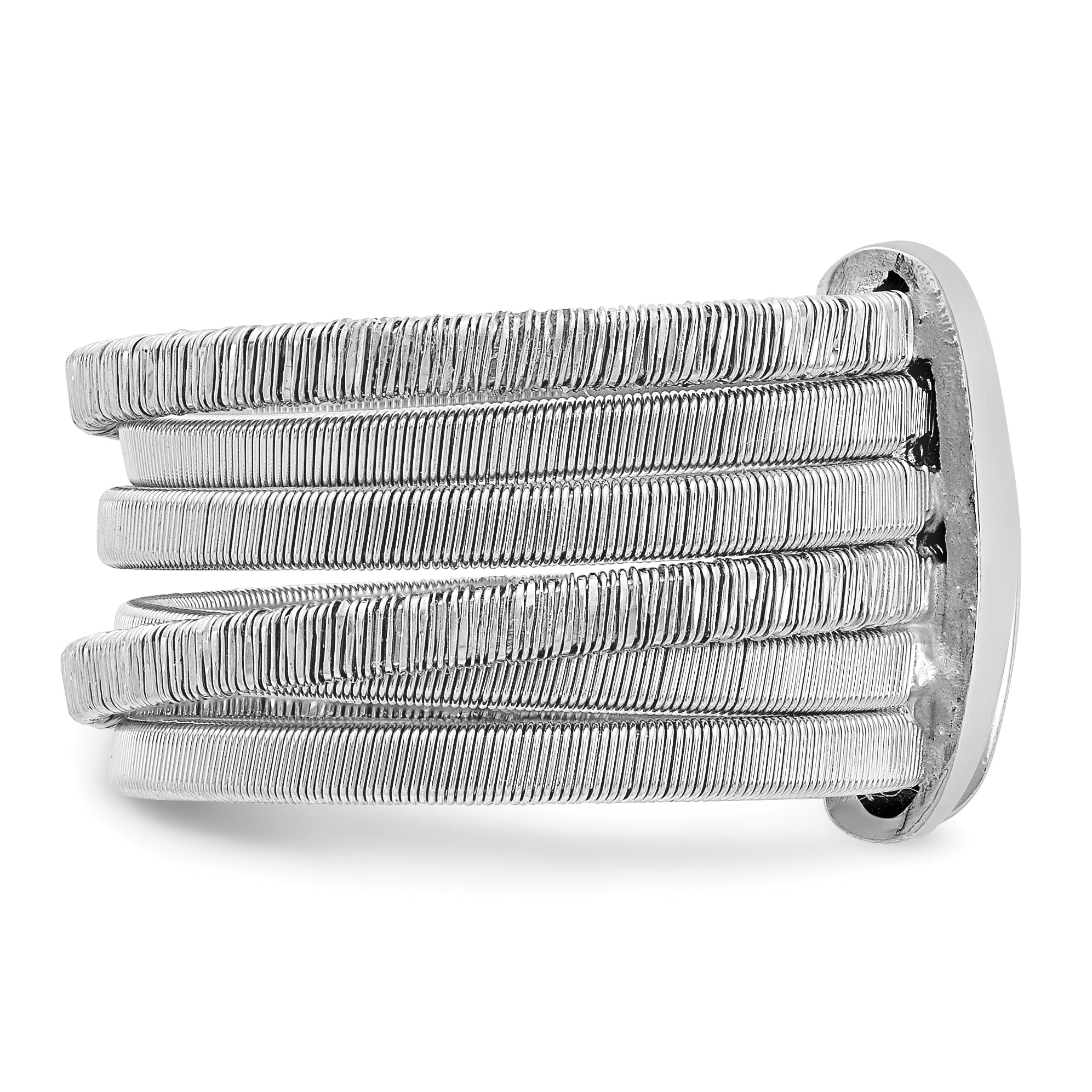 Sterling Silver Rhodium-plated Adjustable Ring
