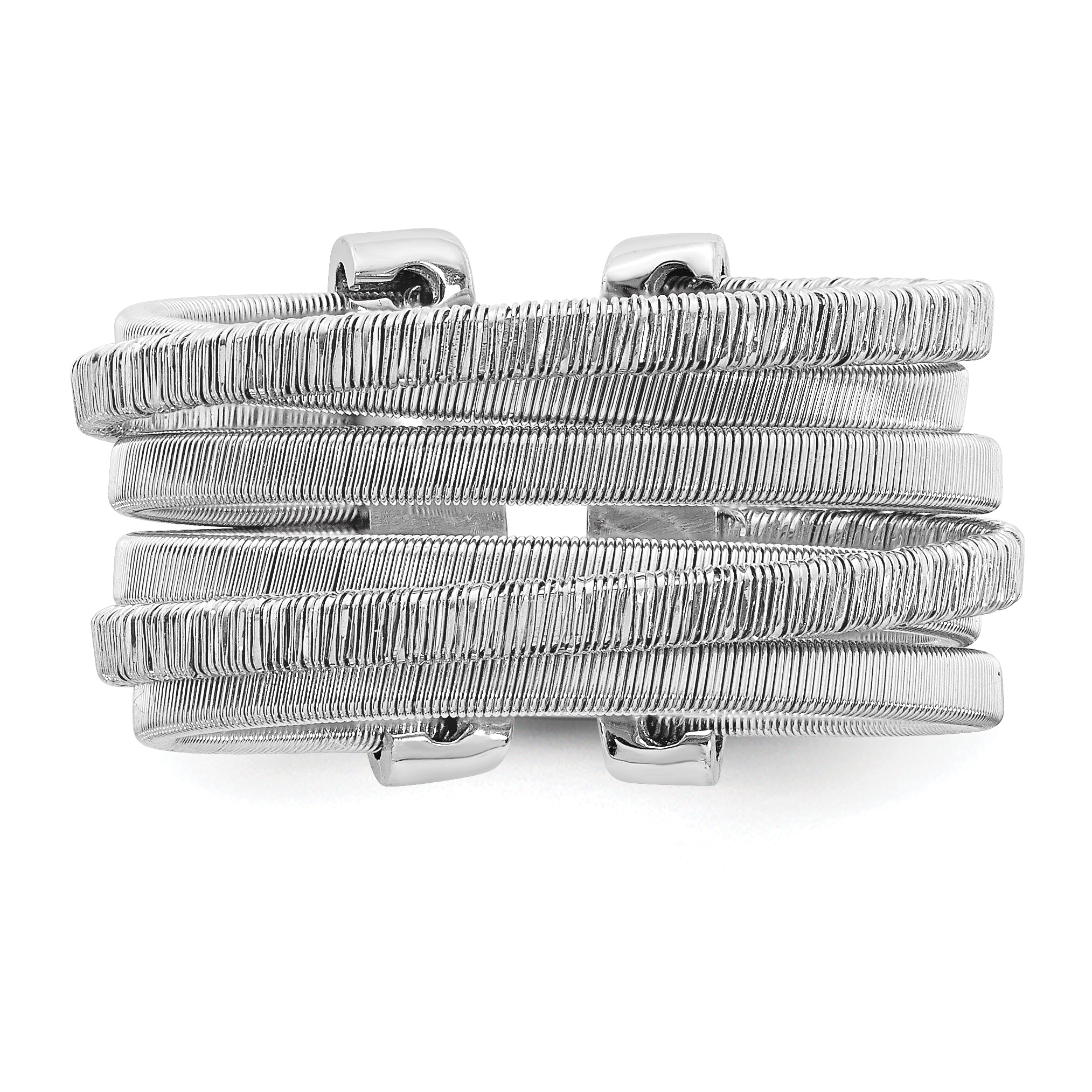 Sterling Silver Rhodium-plated Adjustable Ring
