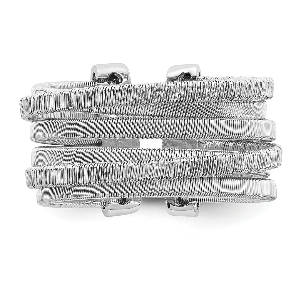 Sterling Silver Rhodium-plated Adjustable Ring