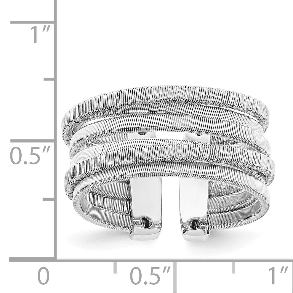 Sterling Silver Rhodium-plated Adjustable Ring
