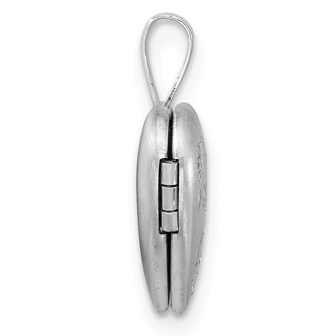 Sterling Silver Rhodium-plated D/C Enameled Floral Cross 12mm Heart Locket Secondary image