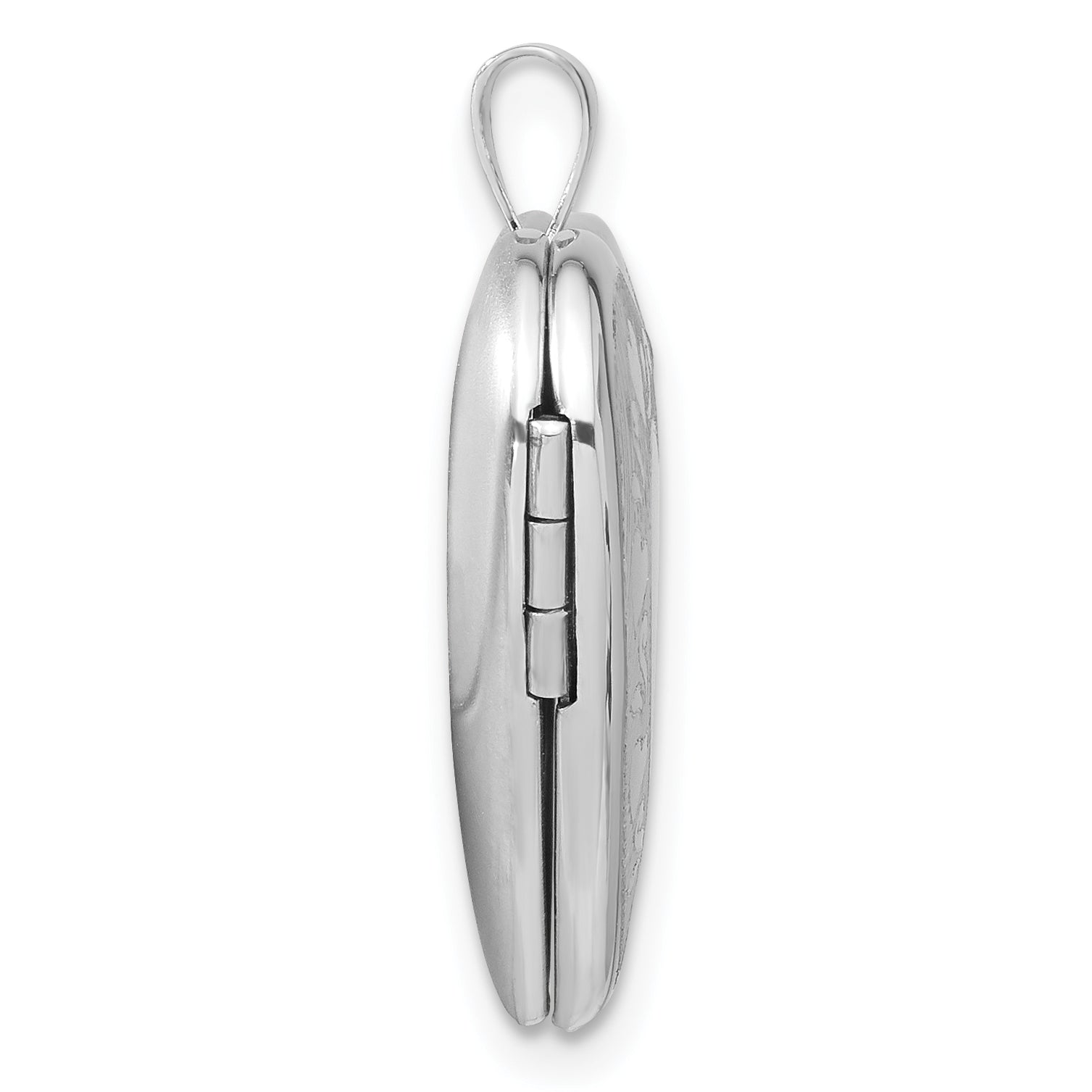 Sterling Silver Rhodium-plated Polished Hearts Border 20mm Heart Locket Secondary image