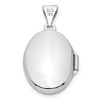 Sterling Silver Rhodium-plated Diamond 17mm Oval Locket