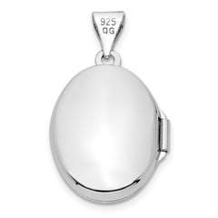 Sterling Silver Rhodium-plated Diamond 17mm Oval Locket