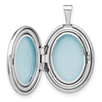 Sterling Silver Rhodium-plated Diamond Star 19x15mm Oval Locket