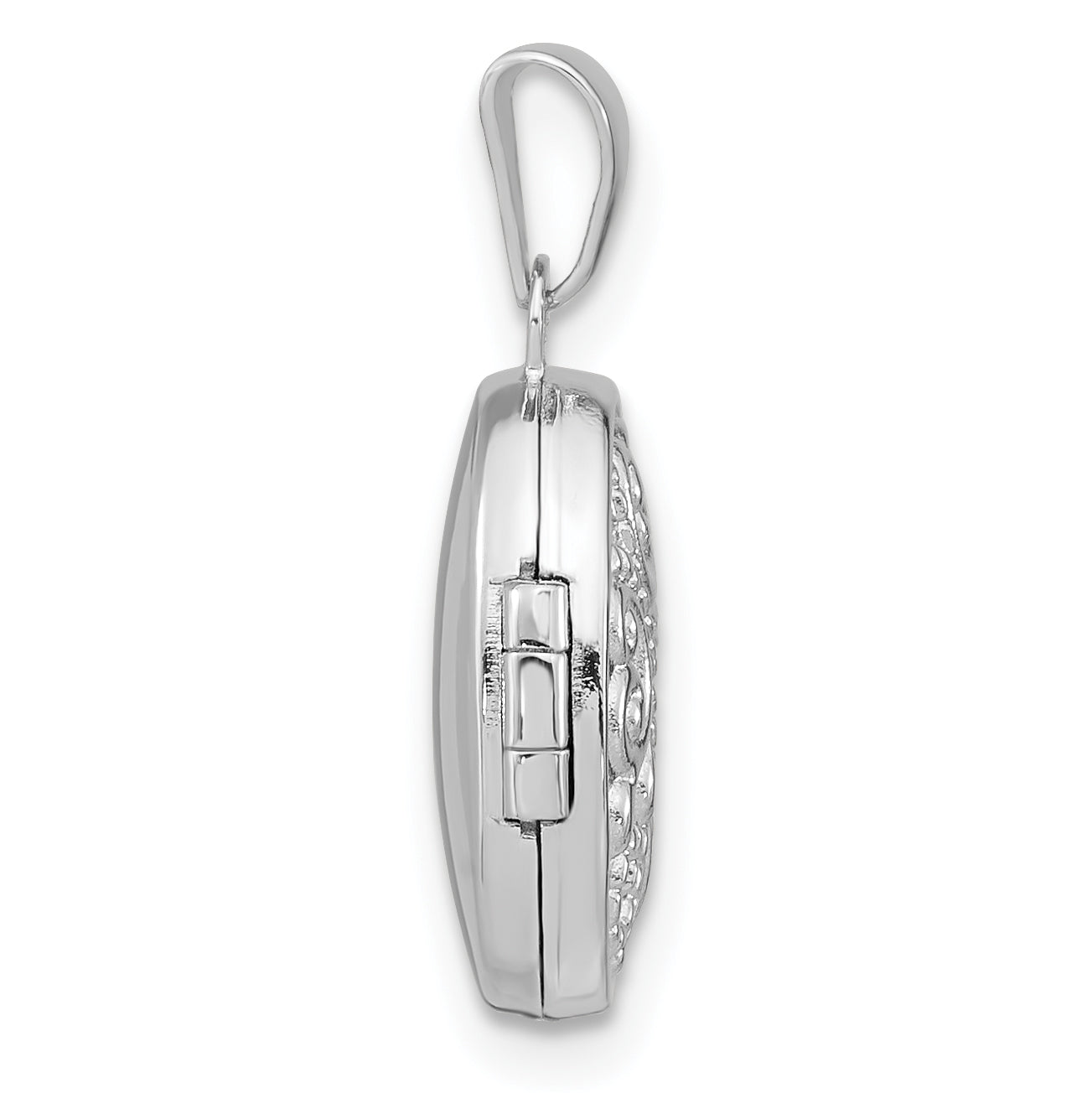 Sterling Silver Rhodium-plated Swirl Design 14mm Oval Locket Secondary image