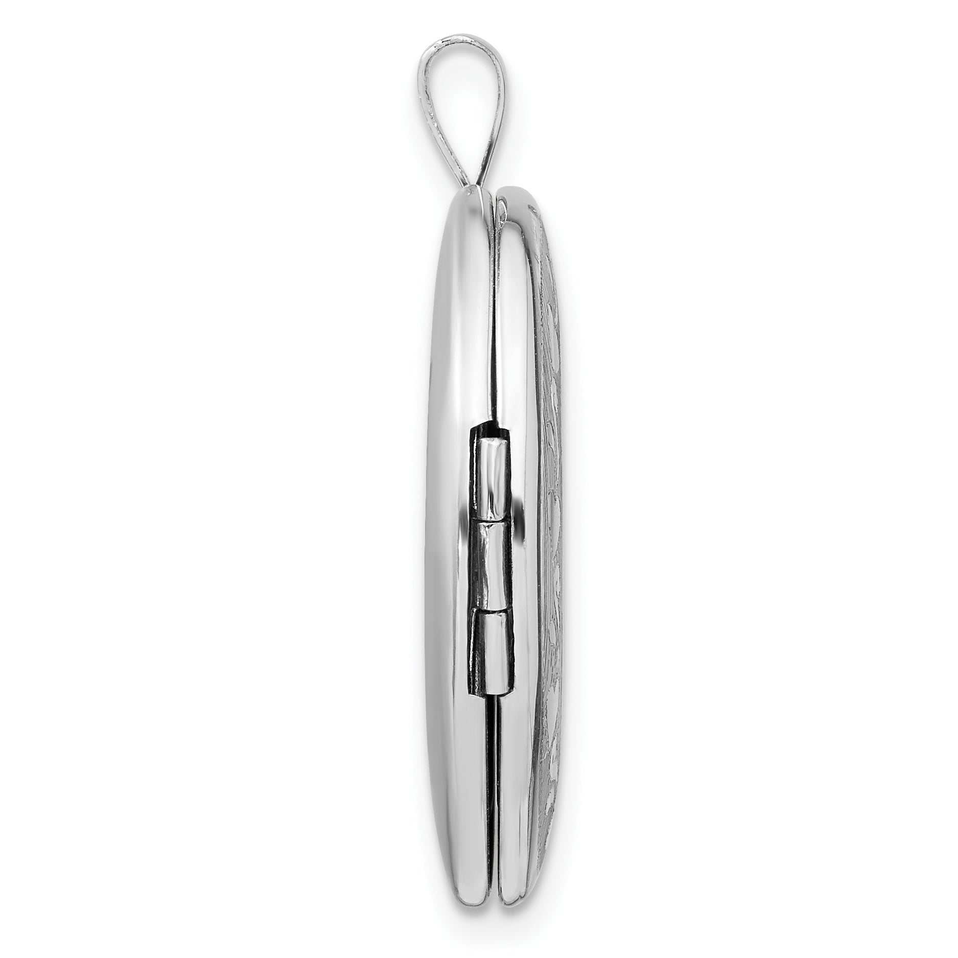Sterling Silver Rhodium-plated Heart Border 26x20mm Oval Locket Secondary image