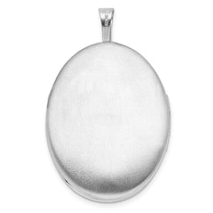 Sterling Silver Rhodium-plated Heart Border 26x20mm Oval Locket