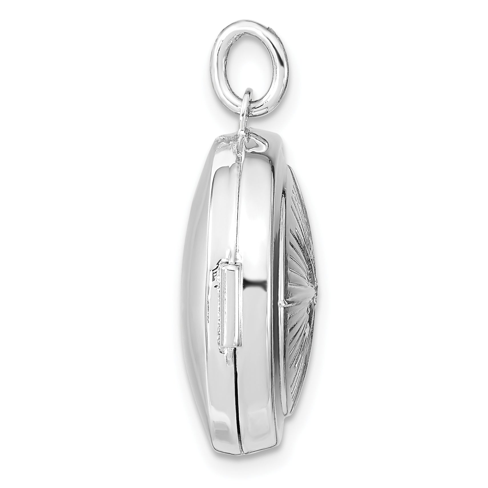 Sterling Silver Rhodium-plated CZ Compass 20mm Round Locket Secondary image