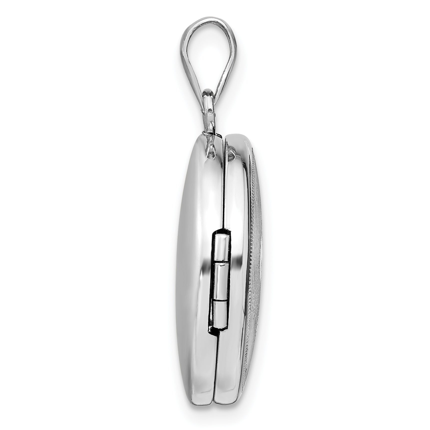 Sterling Silver Rhodium-plated Fleur de Lis 20mm Round Locket Secondary image