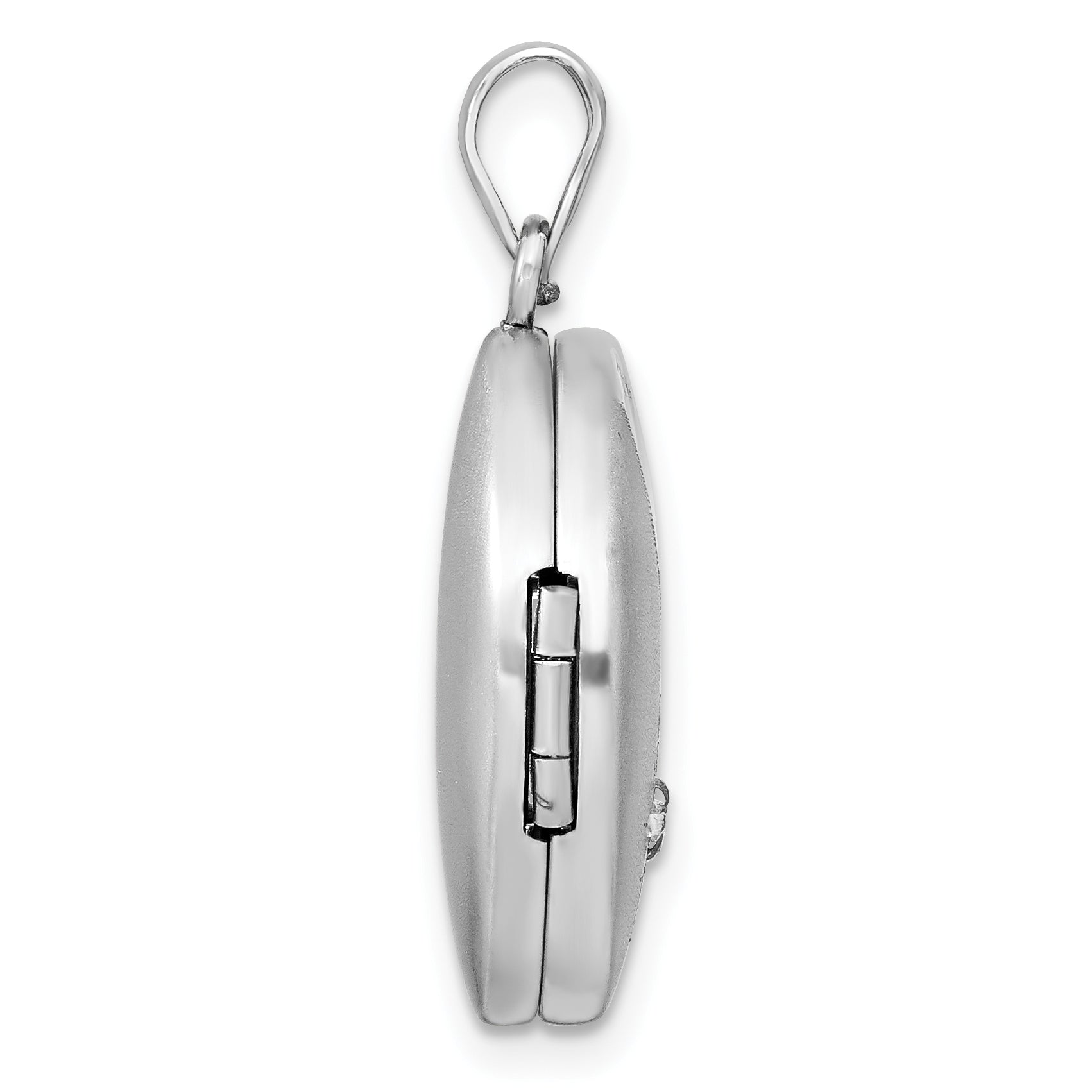Sterling Silver Rhodium-plated Diamond 20mm Round Locket Secondary image