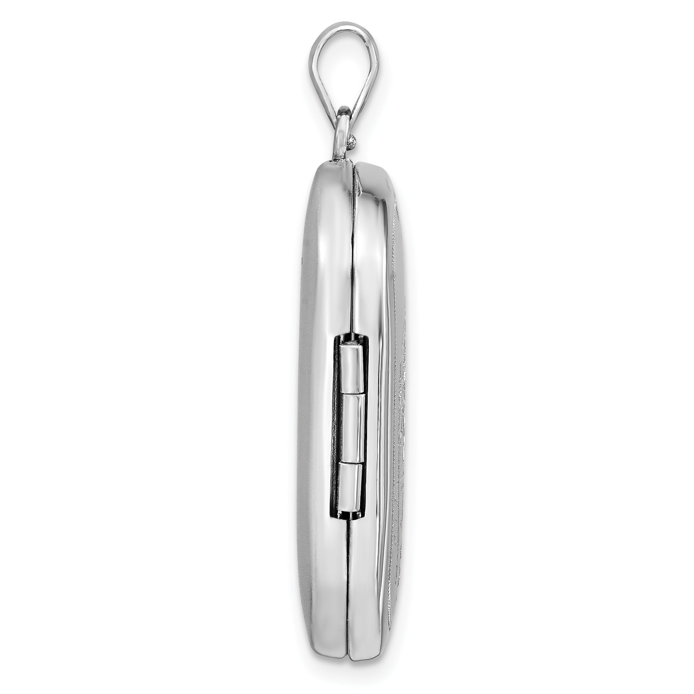 Sterling Silver RH-plated Satin St. Christopher 30x19mm Rectangle Locket Secondary image
