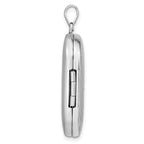Sterling Silver RH-plated Satin St. Christopher 30x19mm Rectangle Locket