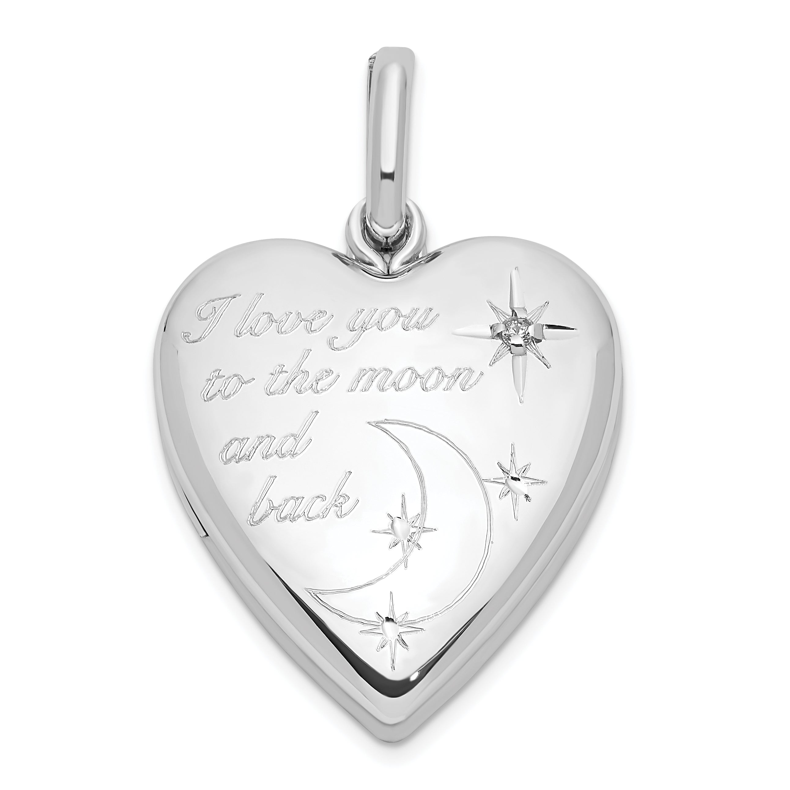 Sterling Silver Rhod-pltd 20mm Diamond LOVE TO MOON Swing Locket Main image