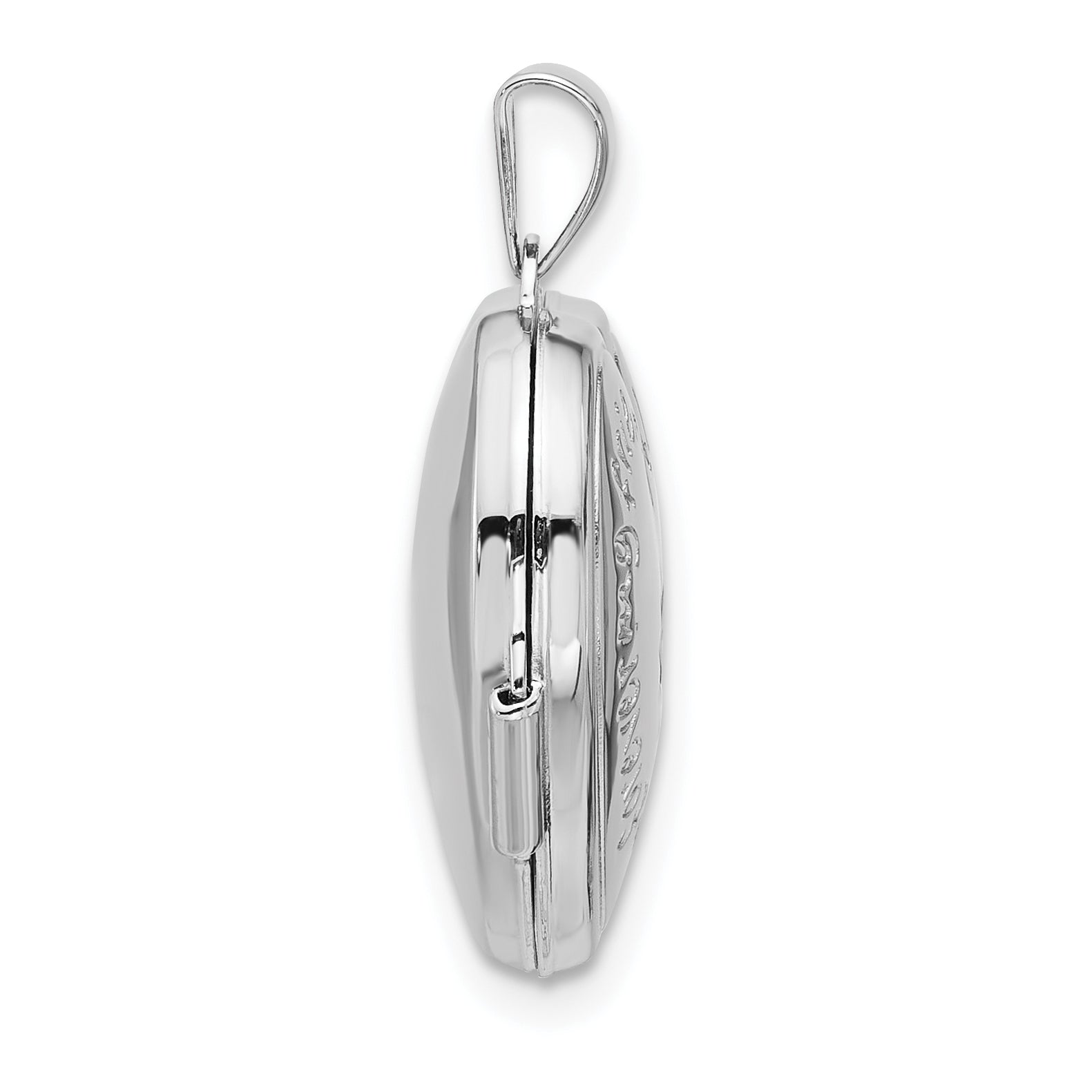 SS Rhod-plated Polished Diamond 18mm Always My Mom Heart Locket Secondary image