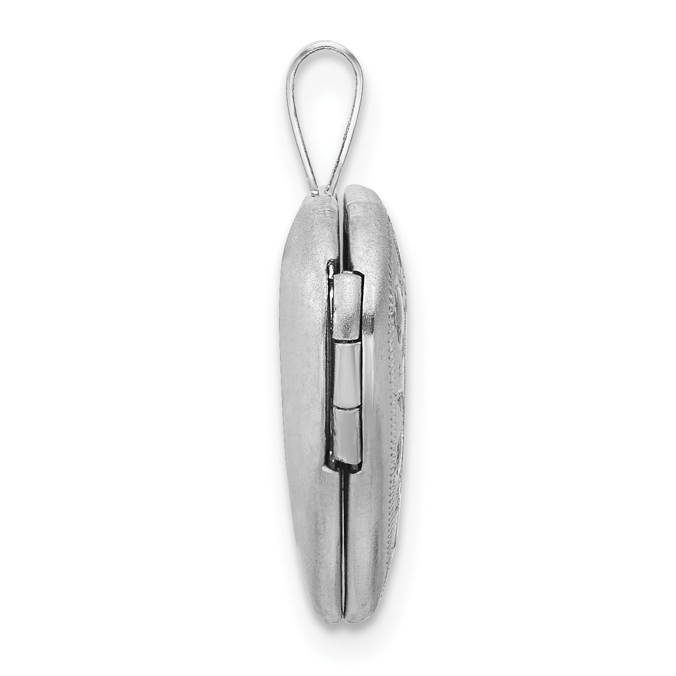 Sterling Silver RH-plated Polished / Satin Epoxy 16mm Floral Heart Locket Secondary image
