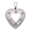 Sterling Silver RH-plated Polished / Satin Epoxy 16mm Floral Heart Locket