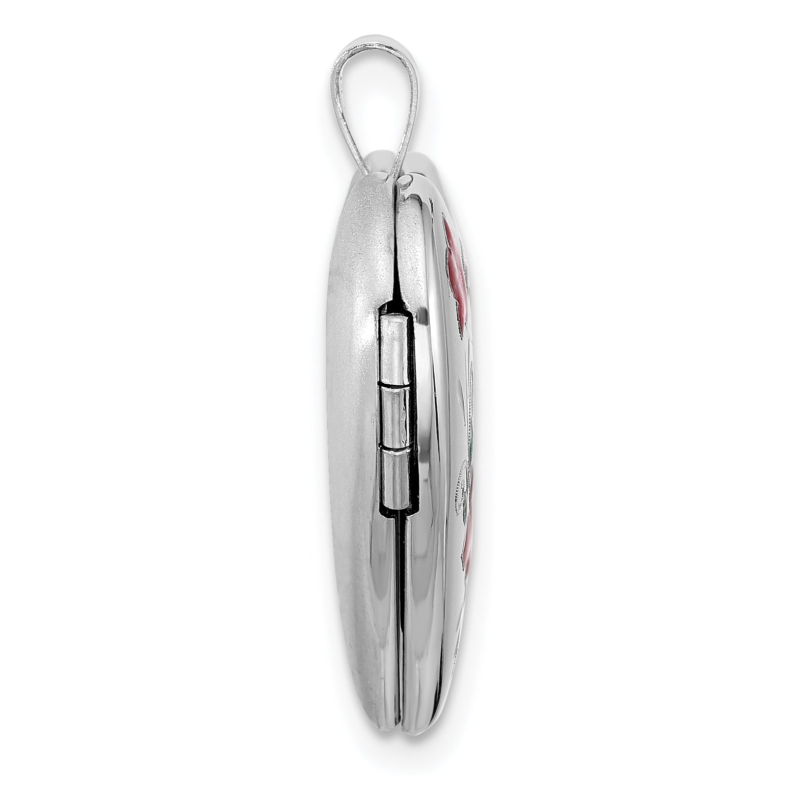 Sterling Silver Rhodium-plated Epoxy 20mm Floral Mom Heart Locket Secondary image