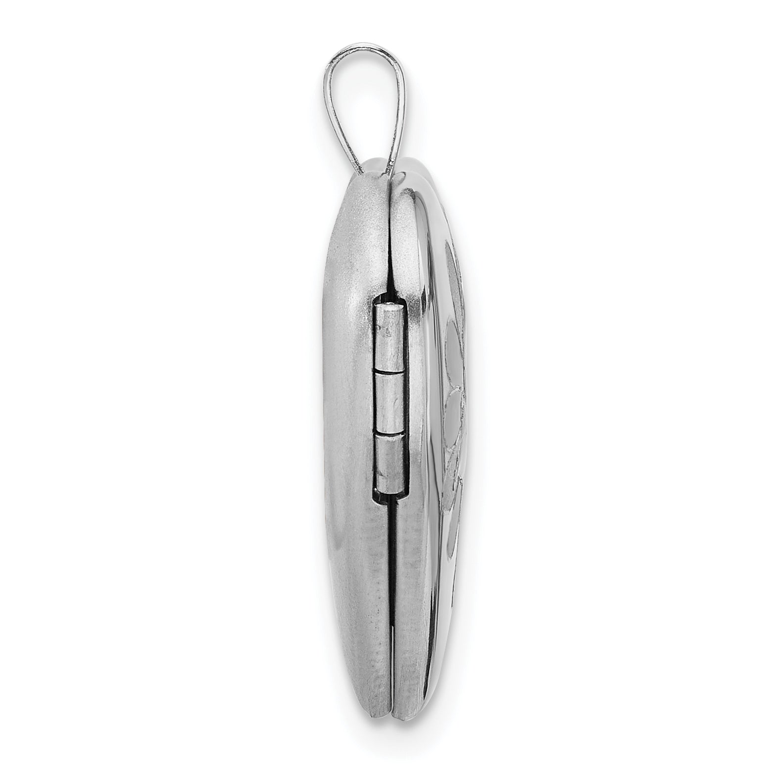Sterling Silver RH-plate Polished/Satin Epoxy 20mm Butterfly Heart Locket Secondary image