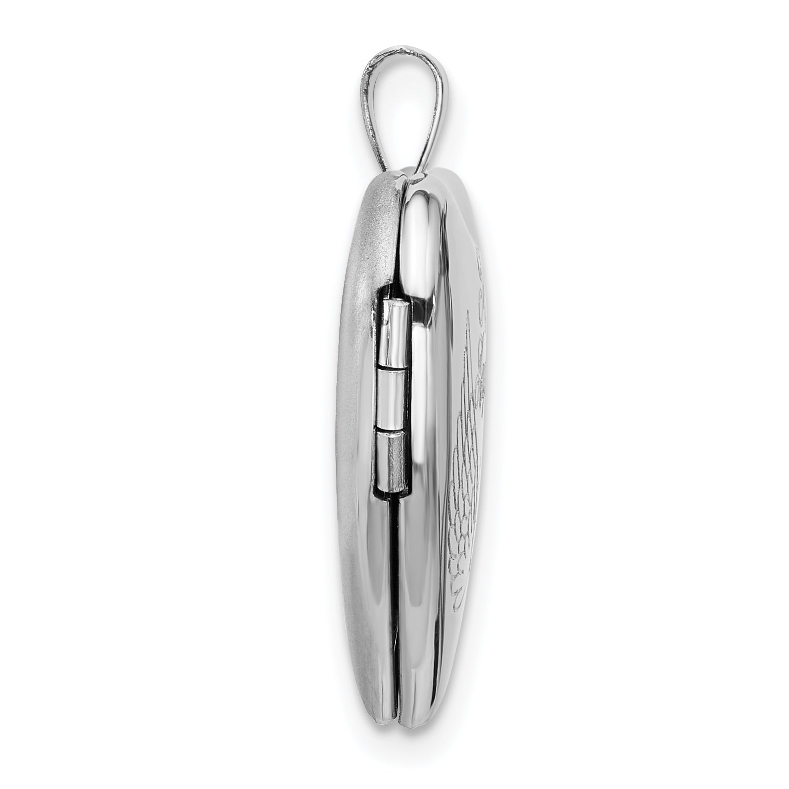 Sterling Silver Rhodium-plated MY ANGEL Angel Wings 20mm Heart Locket Secondary image