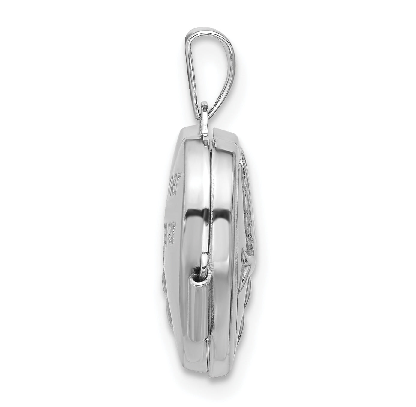 Sterling Silver Rhodium-Plated 15mm Dove Together forever Reversible Heart Locket Secondary image