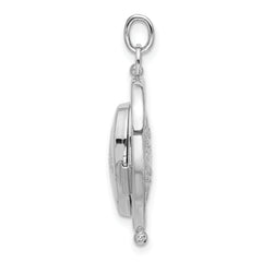 Sterling Silver Rhodium-Plated Floral Special Mom Reversible/Moveable Heart Locket