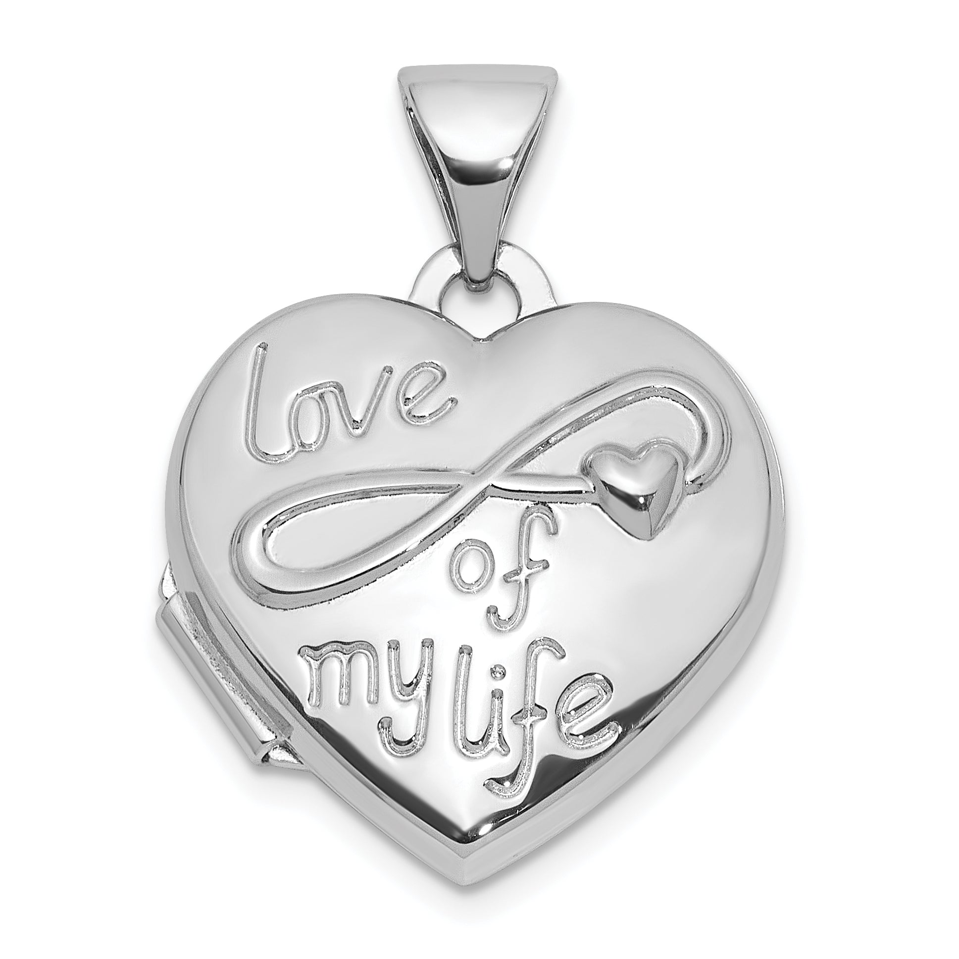 Sterling Silver Rhodium-pltd Polished Love of my Life 15mm Heart Locket Main image