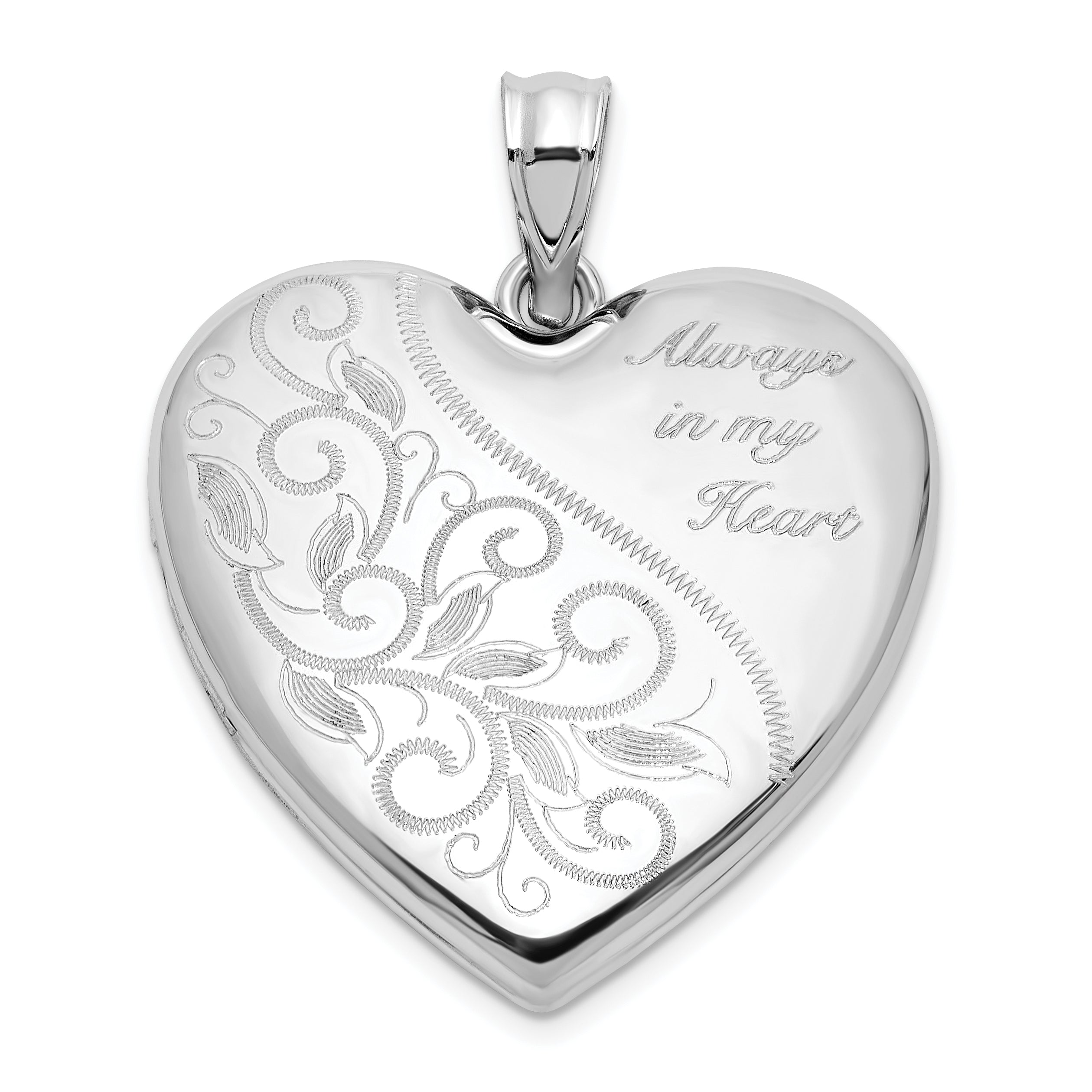 Sterling Silver Rh-plated Filigree Always In My Heart 24mm Heart Locket Main image