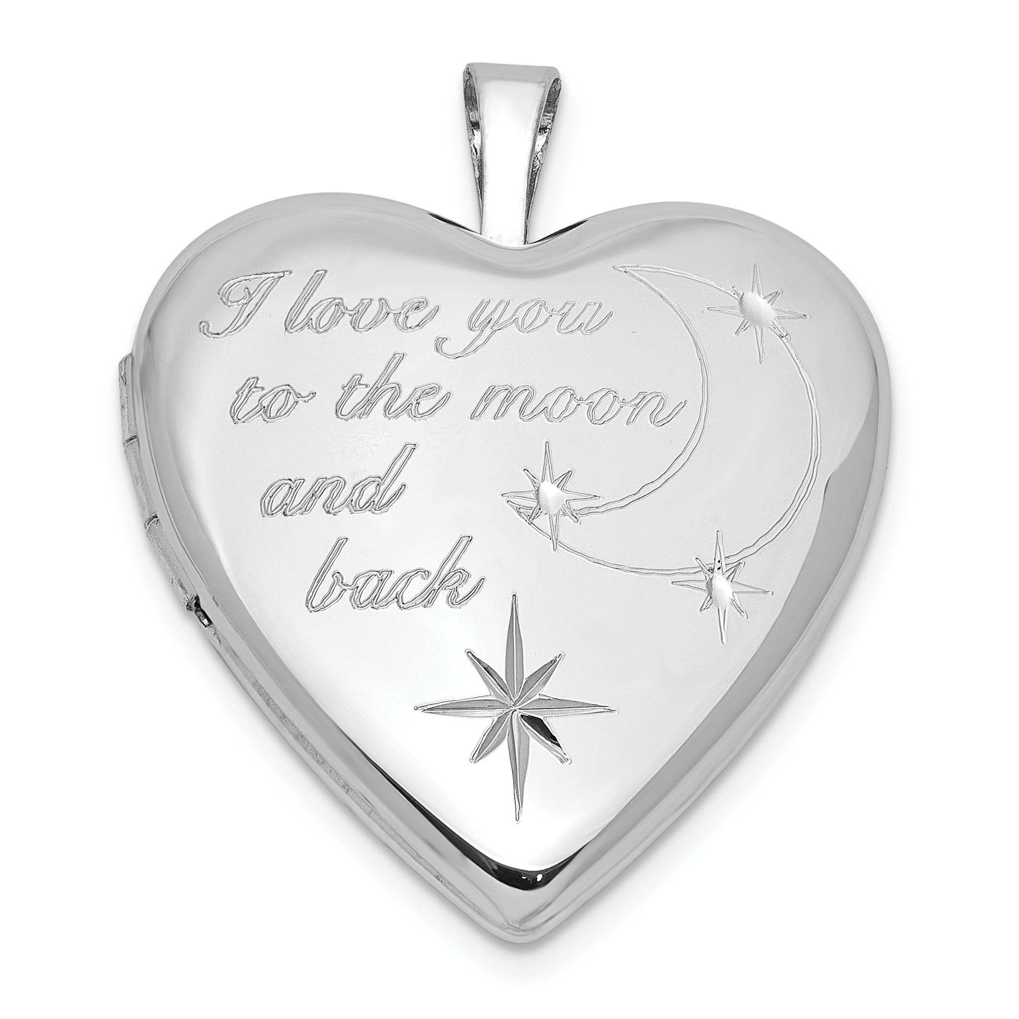 Sterling Silver RH-pl I LOVE YOU TO THE MOON AND.. 20mm Heart Locket Main image