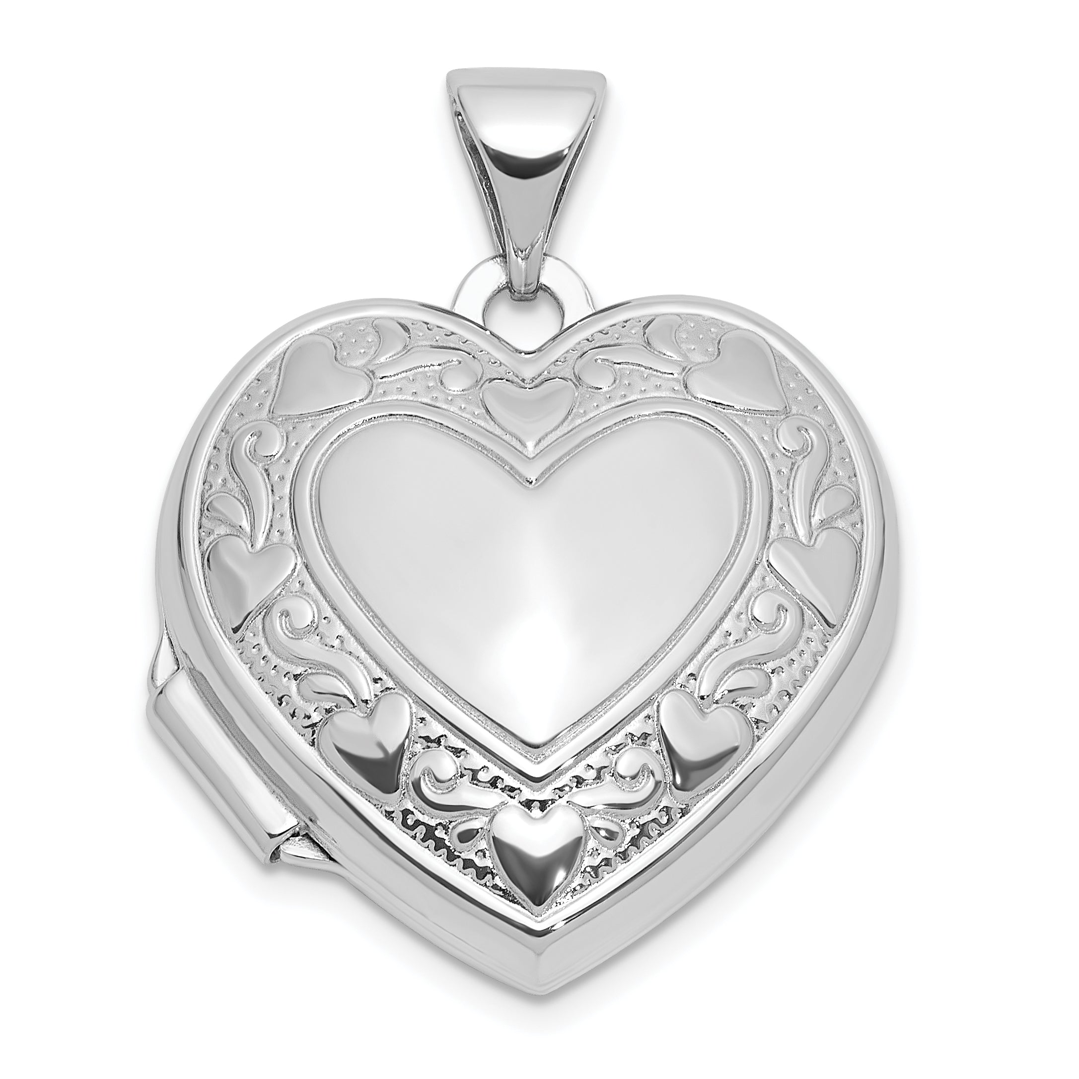 SS Rhod-plated Heart Border 18mm Love you Reversible Heart Locket Main image