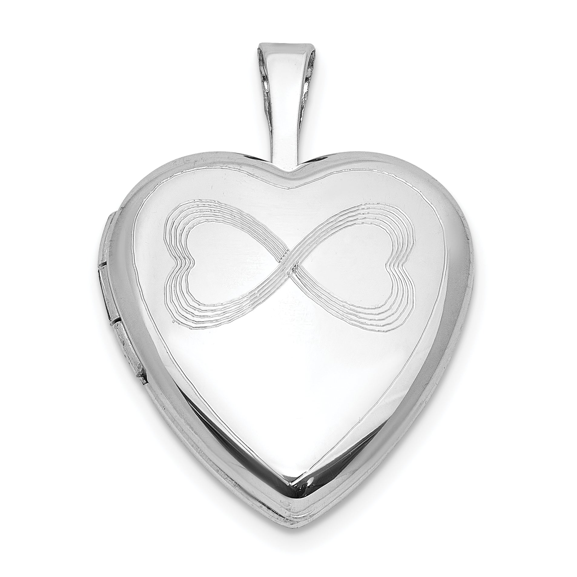 Sterling Silver Rhodium-plated Infinity Hearts 16mm Heart Locket Main image